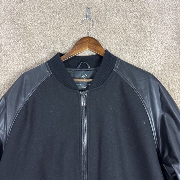 Shaquille O'Neal XLG Varsity Jacket Mens 3XL Black Zip Up Faux Leather Trim NEW - Picture 3 of 9